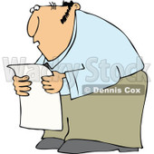 Cartoon Of A Chubby Man Reading A Newspaper In Shock - Royalty Free Vector Clipart © djart #1127100