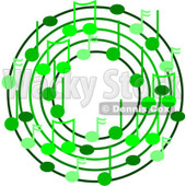 Cartoon Of A Ring Or Wreath Of Green Music Notes - Royalty Free Vector Clipart © djart #1127116