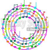 Cartoon Of A Ring Or Wreath Of Colorful Music Notes - Royalty Free Vector Clipart © djart #1127122