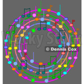 Cartoon Of A Ring Or Wreath Of Colorful Music Notes On Gray - Royalty Free Vector Clipart © djart #1127124