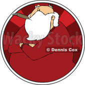 Cartoon Of A Grouchy Santa Smoking A Cigar In A Red Circle - Royalty Free Vector Clipart © djart #1127745