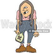 Cartoon Of A Redneck Hillbilly Woman With Braids - Royalty Free Vector Clipart © djart #1128702