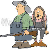 Cartoon Of A Redneck Hillbilly Man And Woman With A Shotgun - Royalty Free Vector Clipart © djart #1128707