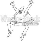 Cartoon of an Outlined Santa Excitedly Jumping up and down - Royalty Free Vector Clipart © djart #1146364