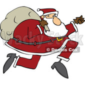 Cartoon of Santa Running with His Bag - Royalty Free Vector Clipart © djart #1146365