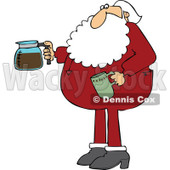 Cartoon of Santa in His Pajamas Holding a Coffee Cup and Pot - Royalty Free Vector Clipart © djart #1146371