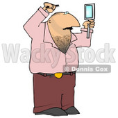 Man Combing His Hair and Using a Hand Mirror Clipart Illustration © djart #11467