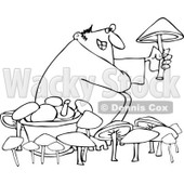 Cartoon of an Outlined Man Picking Mushrooms - Royalty Free Vector Illustration © djart #1158955