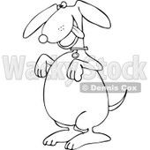 Cartoon of an Outlined Begging Dog - Royalty Free Vector Clipart © djart #1160523