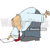 Cartoon of a Caucasian Businessman Bending over to Pick up a Piece of Paper - Royalty Free Vector Clipart © djart #1160535
