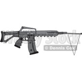 Cartoon of a Black Semi Automatic Assault Rifle with a White Flag - Royalty Free Vector Clipart © djart #1160724