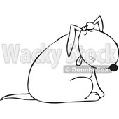 Cartoon of an Outlined Dog Sitting and Glancing Upwards - Royalty Free Vector Clipart © djart #1164205