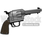 Cartoon of a Revolver Hand Gun - Royalty Free Clipart © djart #1166757