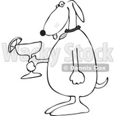 Cartoon of a Black and White Dog Holding a Margarita - Royalty Free Vector Clipart © djart #1168908