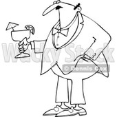 Cartoon of a Black and White Formal Man Holding a Margarita - Royalty Free Vector Clipart © djart #1168911