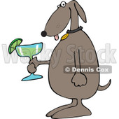 Cartoon of a Dog Holding a Margarita - Royalty Free Vector Clipart © djart #1168915