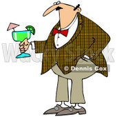 Cartoon of a Caucasian Man Wearing a Plaid Jacket and Holding a Margarita - Royalty Free Clipart © djart #1168920