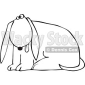 Cartoon of an Outlined Dog Sitting with His Tongue Hanging out - Royalty Free Vector Clipart © djart #1170309