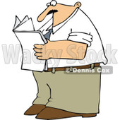 Cartoon of a Man Standing and Reading a Newspaper - Royalty Free Vector Clipart © djart #1170312