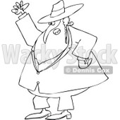 Cartoon of an Outlined Mad Rabbi Waving a Fist in the Air - Royalty Free Vector Clipart © djart #1171663