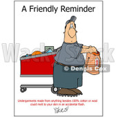 Cartoon of a Man Holding Underware with a Fabric Warning - Royalty Free Clipart © djart #1172279