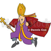 Cartoon of a Scared Pope Running - Royalty Free Vector Clipart © djart #1173066