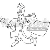 Cartoon of an Outlined Pope Running - Royalty Free Vector Clipart © djart #1173069