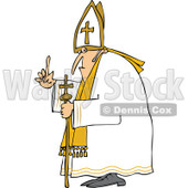 Cartoon of a Pope Holding up a Finger - Royalty Free Vector Clipart © djart #1173071