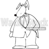 Cartoon of an Outlined Dog Business Man in a Suit - Royalty Free Vector Clipart © djart #1173244