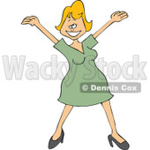 Cartoon of a Happy Blond Woman Holding Her Arms up - Royalty Free Vector Clipart © djart #1173253