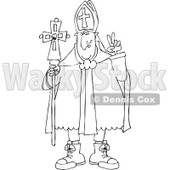Cartoon of an Outlined Pope Wearing Sneakers - Royalty Free Vector Clipart © djart #1176082