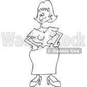 Cartoon of an Outlined Woman with a Tiny Waist - Royalty Free Vector Clipart © djart #1176083