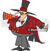 Cartoon of a Chubby Male Circus Ringmaster Announcing Through a Megaphone - Royalty Free Vector Clipart © djart #1177993
