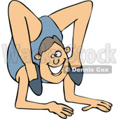 Cartoon of a Male Circus Contortionist with His Feet on His Shoulders - Royalty Free Vector Clipart © djart #1177998