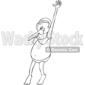 Cartoon of an Outlined Woman Plugging Her Nose While Jumping into Water - Royalty Free Vector Clipart © djart #1187363