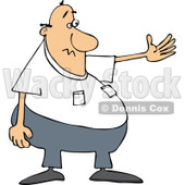Cartoon of a Chubby White Man Presenting - Royalty Free Vector Clipart © djart #1187365
