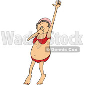 Cartoon of a Woman Plugging Her Nose While Jumping into Water - Royalty Free Vector Clipart © djart #1187367