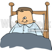 Cartoon of a Boy Sitting up in Bed - Royalty Free Vector Clipart © djart #1189986