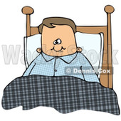 Cartoon of a Caucasian Boy Sitting up in Bed - Royalty Free Clipart © djart #1189988