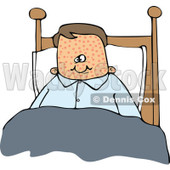 Cartoon of a Boy Sick with Measles, Sitting up in Bed - Royalty Free Vector Clipart © djart #1189989