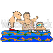 Cartoon of a Happy Caucasian Family Playing in a Pool - Royalty Free Clipart © djart #1194639