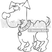 Cartoon of an Outlined Happy Dog Grinning - Royalty Free Vector Clipart © djart #1196166