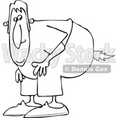 Cartoon of an Outlined Man Bending over with a Fart Flame - Royalty Free Vector Clipart © djart #1197914