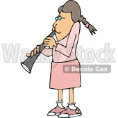 Cartoon of a Girl Dressed in Pink, Playing a Clarinet - Royalty Free Vector Clipart © djart #1197991