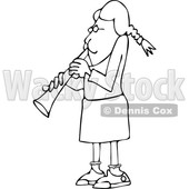 Cartoon of an Outlined Girl Playing a Clarinet - Royalty Free Vector Clipart © djart #1197992