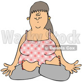 Cartoon of a Relaxed Woman Doing Yoga or Meditating with Folded Legs - Royalty Free Clipart © djart #1199637