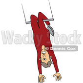 Cartoon of a Circus Man Swinging Upside down on a Trapeze - Royalty Free Vector Clipart © djart #1199643