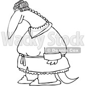 Clipart of an Outlined Female Dinosaur in Curlers and a Robe - Royalty Free Vector Illustration © djart #1200769