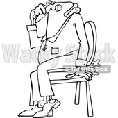 Cartoon of an Outlined Farting Man Sitting in a Chair and Passing Gass - Royalty Free Vector Clipart © djart #1200773
