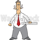 Cartoon of an Angry Man Steaming Mad and Clenching His Fists - Royalty Free Vector Clipart © djart #1200774